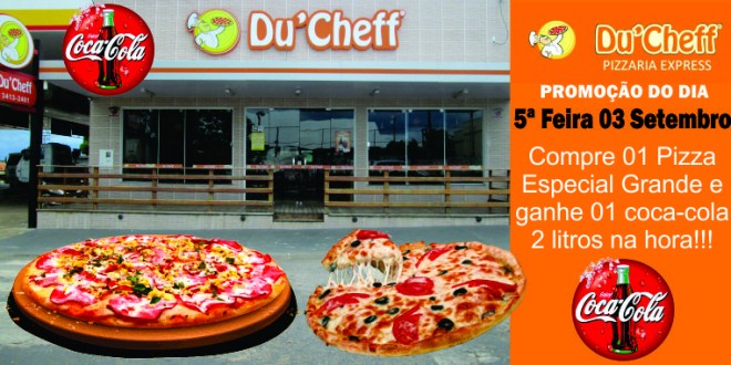 PROMOÇÃO DO DIA: Compre 1 Pizza grande especial, ganhe 01 coca-cola 2 litros – 3413-2401