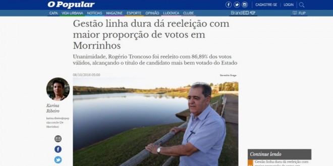 RECONHECIMENTO: Expressiva votação faz imprensa estadual enxergar prefeito de Morrinhos – finalmente!