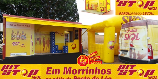 Pit Stop Skol é sucesso em Morrinhos. No pátio do Posto do Léo, a nova tendência na compra de cerveja gelada