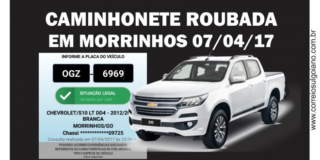 Ladrões roubam mais uma caminhonete em Morrinhos. Foi na noite de sexta-feira, dia 07 de abril… Ladrões roubam mais uma caminhonete em Morrinhos. Foi na noite de sexta-feira, dia 07 de abril…