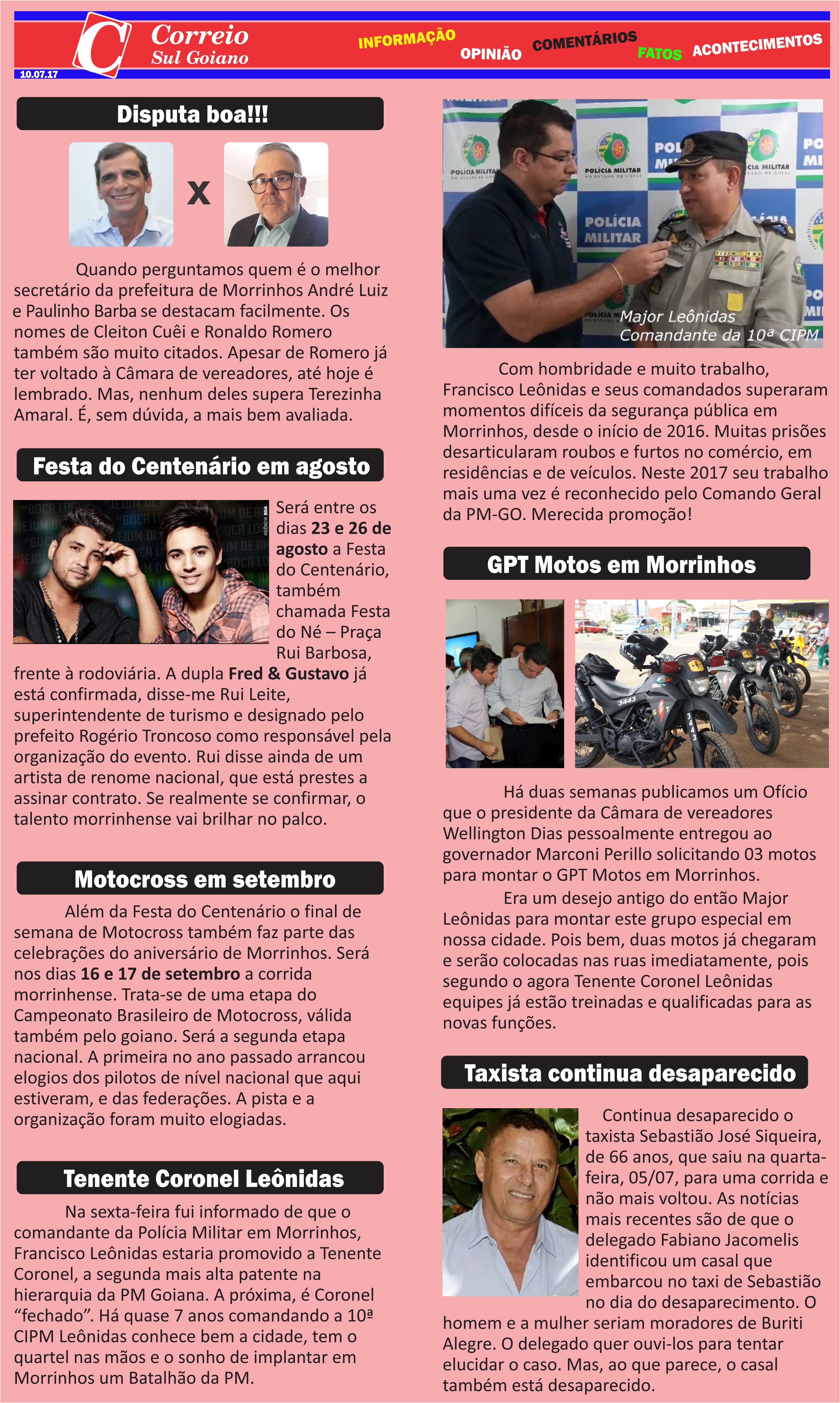 Segunda-feira, 10 de julho, de 2017