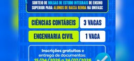 CHAMADA PÚBLICA: Sorteio de Bolsas de Estudo Integrais de Ensino Superior para alunos de baixa renda na UNIFASC em Itumbiara